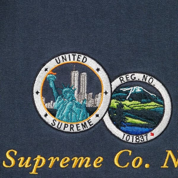 Supreme Denim Collar Half Zip Sweatshirt - Navy (front)