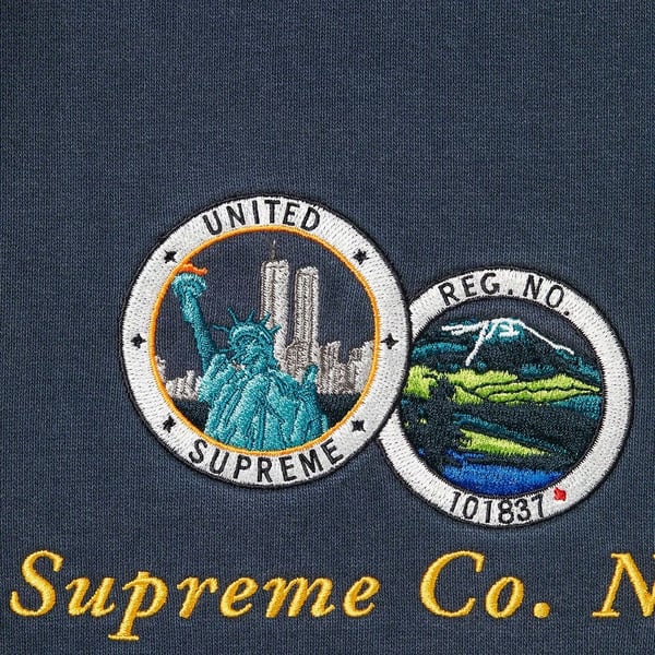 Supreme Denim Collar Half Zip Sweatshirt - Navy (front)