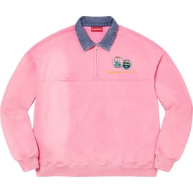 Supreme Denim Collar Half Zip Sweatshirt Pink