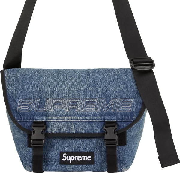 Supreme Denim Messenger Bag - Washed Indigo (front)