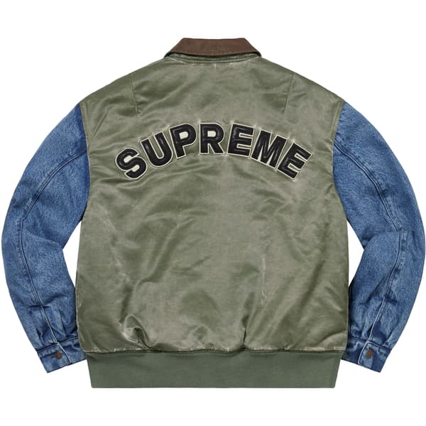 Supreme Denim Sleeve MA-1 - Olive (front)