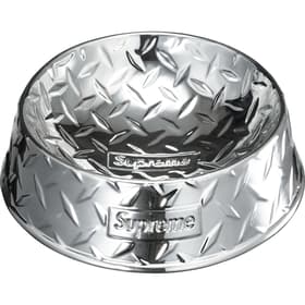 Supreme Diamond Plate Dog Bowl Silver