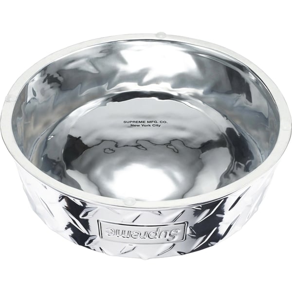Supreme Diamond Plate Dog Bowl - Silver (front)