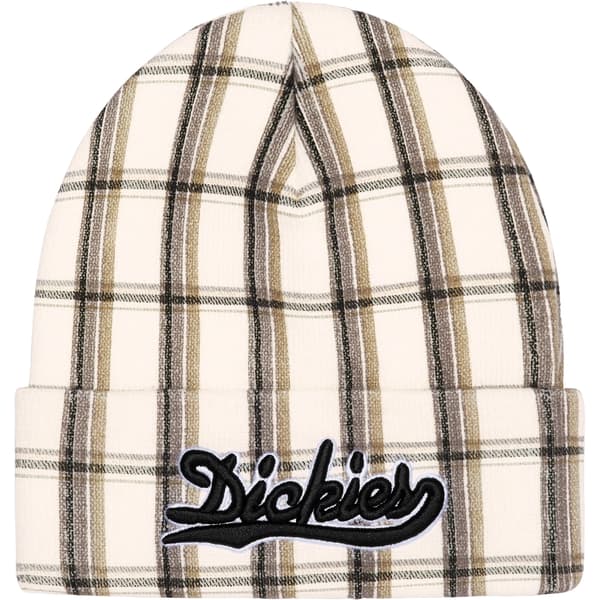 Supreme Dickies Beanie - White Plaid (front)