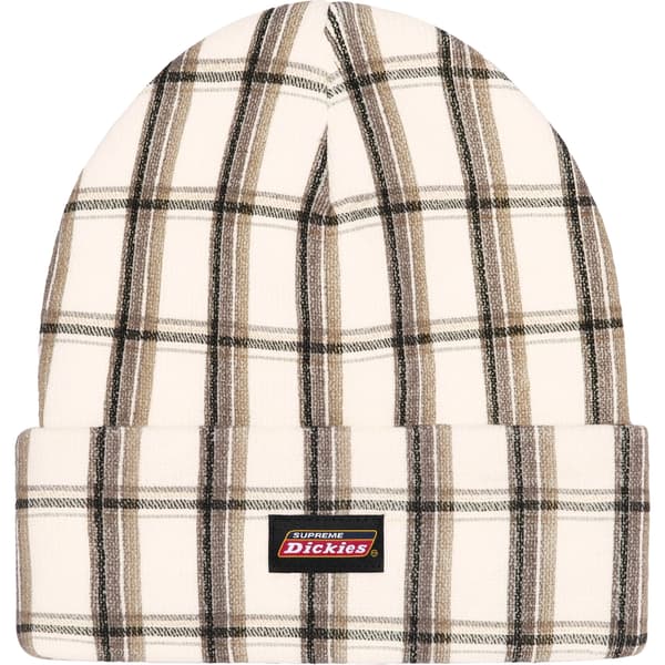 Supreme Dickies Beanie - White Plaid (front)