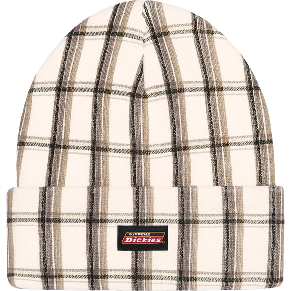 Supreme Dickies Beanie - White Plaid (front)