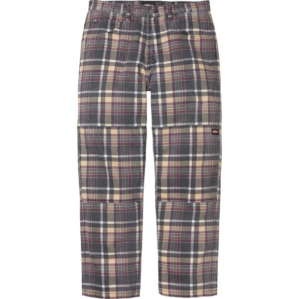 Supreme Dickies Double Knee Baggy Jean - Black Plaid (front)