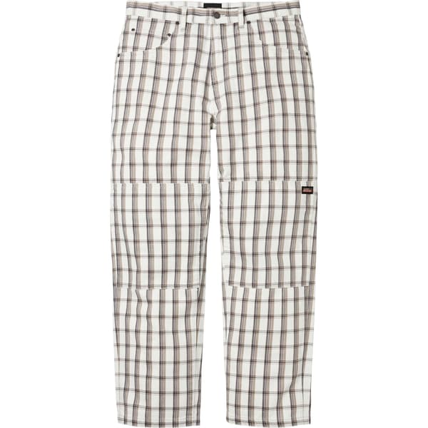 Supreme Dickies Double Knee Baggy Jean - White Plaid (front)