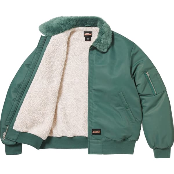 Supreme Dickies Fur Collar Bomber Jacket - Work Green (front)