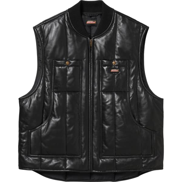 Supreme Dickies Leather Work Vest - Black (front)