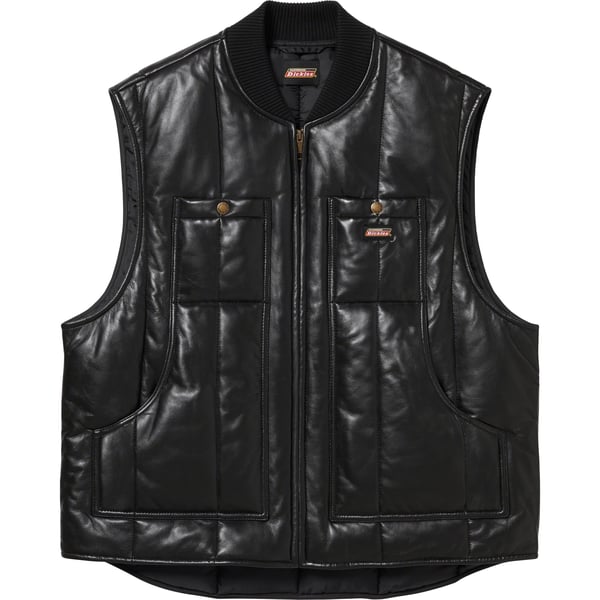 Supreme Dickies Leather Work Vest - Black (front)