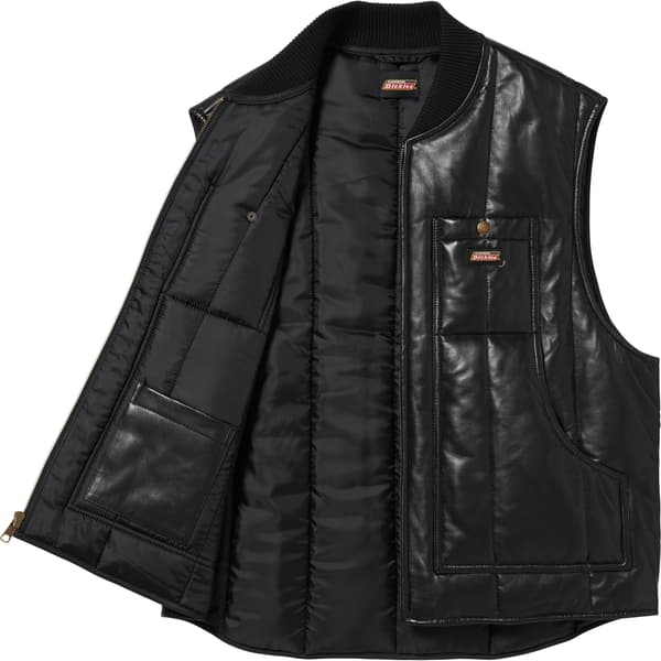 Supreme Dickies Leather Work Vest - Black (front)