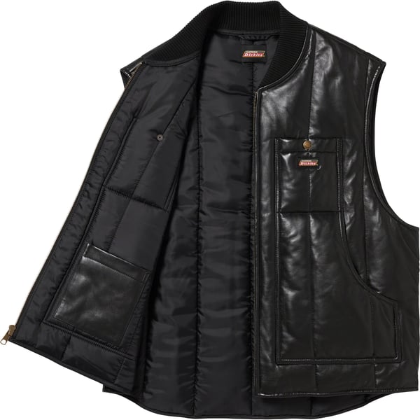 Supreme Dickies Leather Work Vest - Black (front)