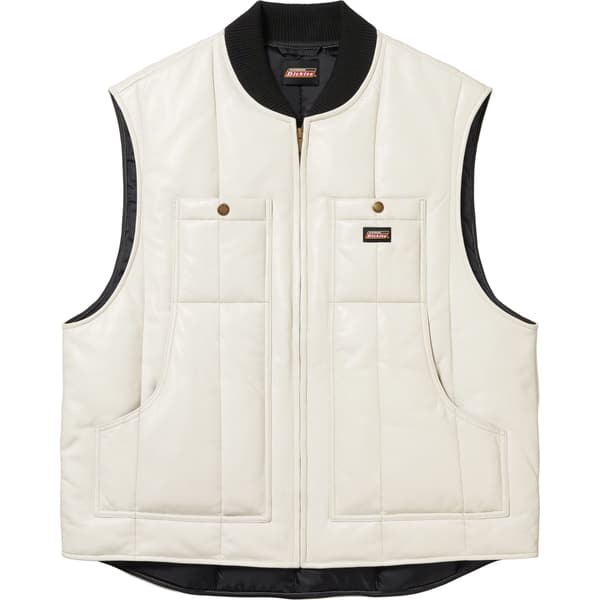 Supreme Dickies Leather Work Vest - White (front)