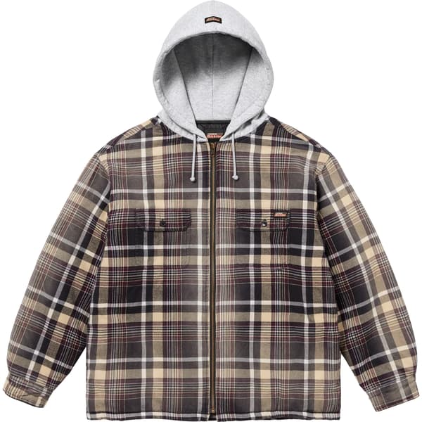 Supreme Dickies Plaid Hooded Zip Up Shirt - Black (front)