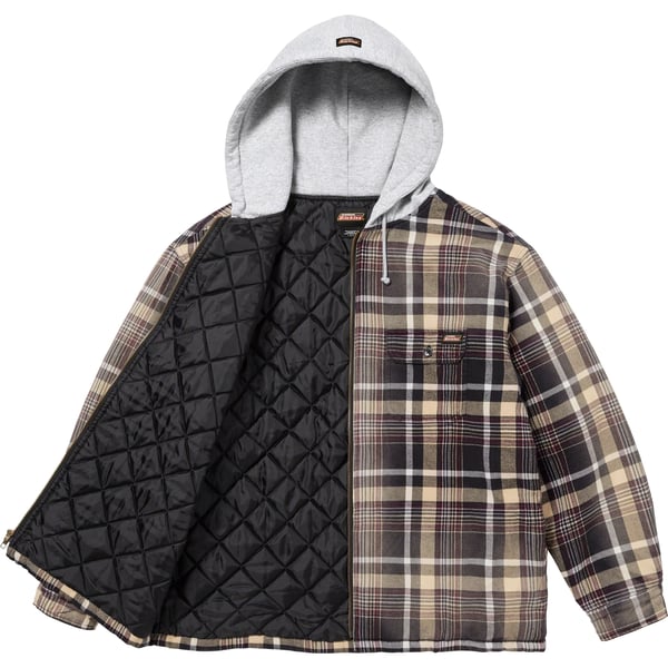 Supreme Dickies Plaid Hooded Zip Up Shirt - Black (front)