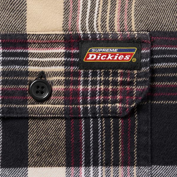 Supreme Dickies Plaid Hooded Zip Up Shirt - Black (front)