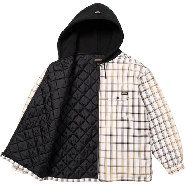 Supreme Dickies Plaid Hooded Zip Up Shirt - White (front)