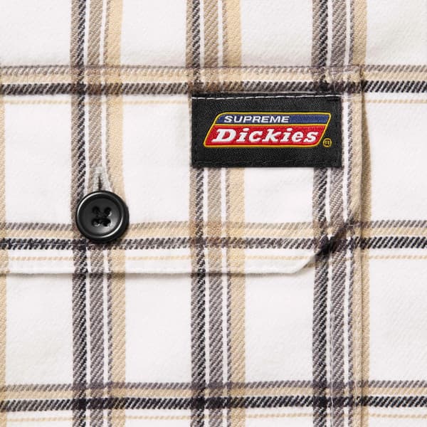 Supreme Dickies Plaid Hooded Zip Up Shirt - White (front)