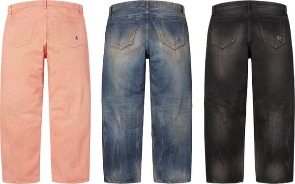 Supreme Distressed Loose Fit Selvedge Jean - Group Shots (front)