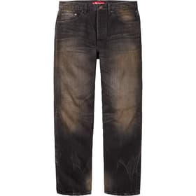 Supreme Distressed Loose Fit Selvedge Jean Washed Black