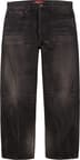 Supreme Distressed Loose Fit Selvedge Jean - Washed Black (front)