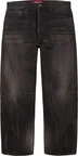 Supreme Distressed Loose Fit Selvedge Jean - Washed Black (front)