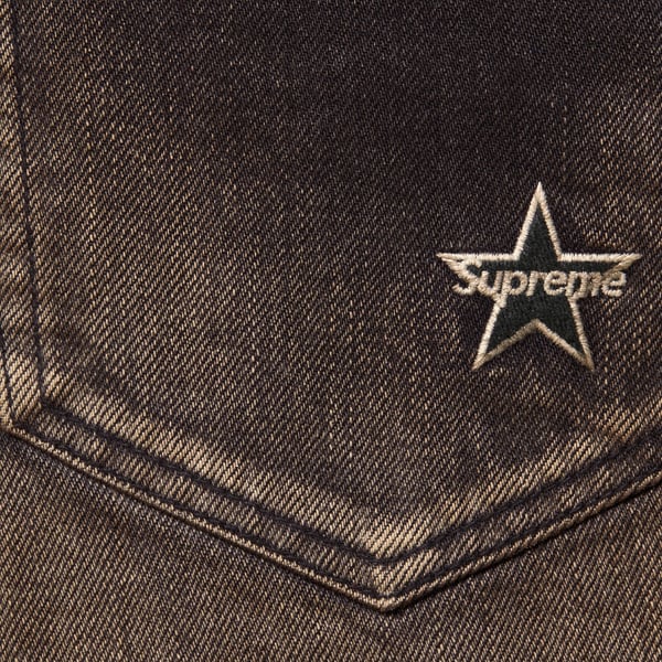 Supreme Distressed Loose Fit Selvedge Jean - Washed Black (front)