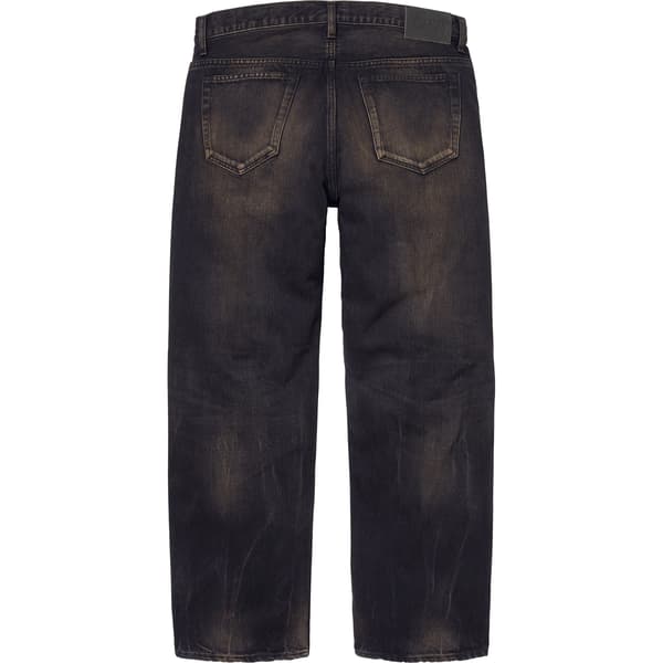 Supreme Distressed Loose Fit Selvedge Jean - Washed Black (front)