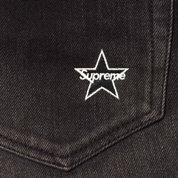 Supreme Distressed Loose Fit Selvedge Jean - Washed Black (front)