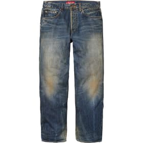 Supreme Distressed Loose Fit Selvedge Jean Washed Blue