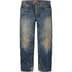 Supreme Distressed Loose Fit Selvedge Jean - Washed Blue (front)
