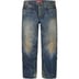 Supreme Distressed Loose Fit Selvedge Jean - Washed Blue (front)