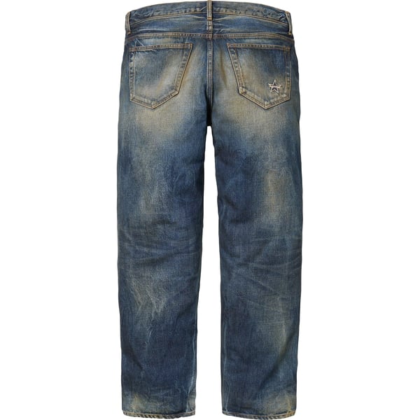 Supreme Distressed Loose Fit Selvedge Jean - Washed Blue (front)