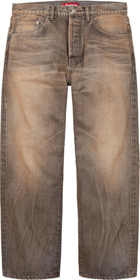 Supreme Distressed Loose Fit Selvedge Jean Washed Grey