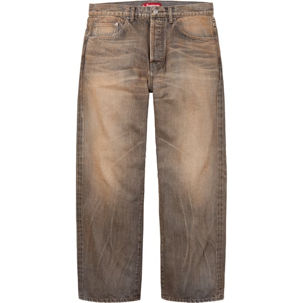 Supreme Distressed Loose Fit Selvedge Jean - Washed Grey (front)