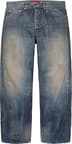 Supreme Distressed Loose Fit Selvedge Jean - Washed Indigo (front)