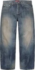 Supreme Distressed Loose Fit Selvedge Jean - Washed Indigo (front)