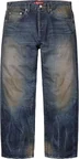 Supreme Distressed Loose Fit Selvedge Jean - Washed Indigo (front)