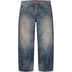 Supreme Distressed Loose Fit Selvedge Jean - Washed Indigo (front)
