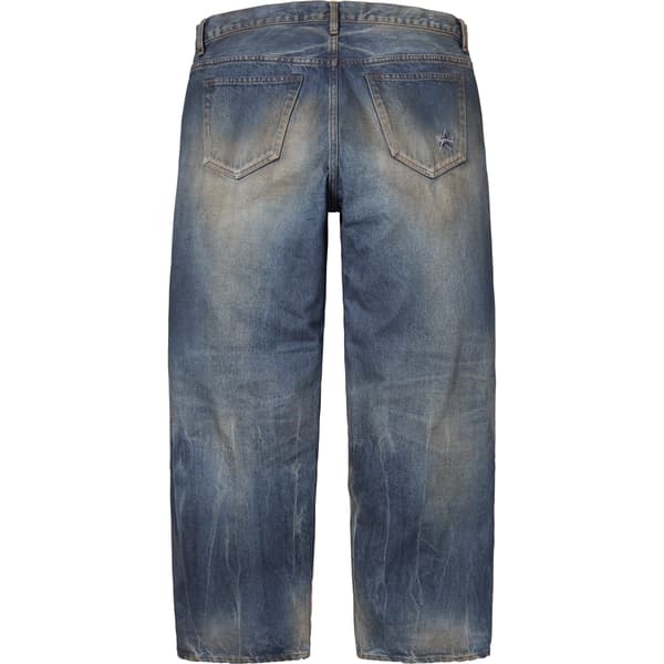 Supreme Distressed Loose Fit Selvedge Jean - Washed Indigo (front)