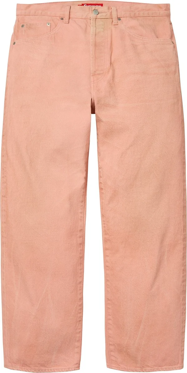 Supreme Distressed Loose Fit Selvedge Jean - Washed Pink (front)