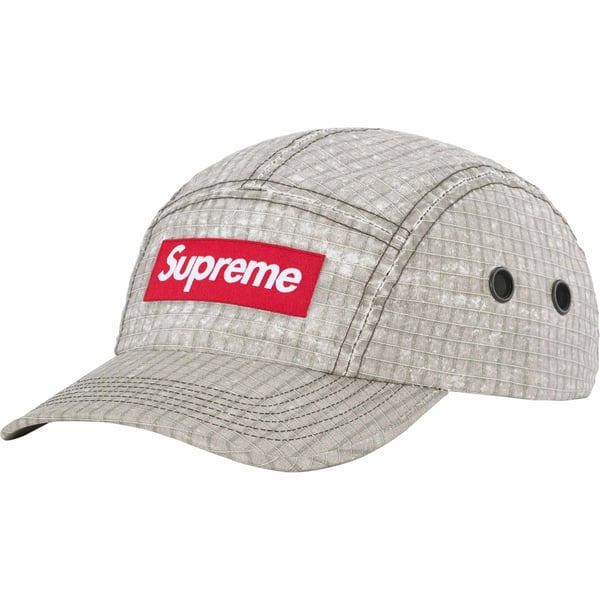 Supreme Distressed Ripstop Camp Cap - Stone (front)