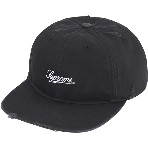 Supreme Distressed Script 6-Panel - Black (front)
