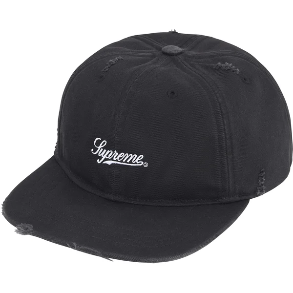 Supreme Distressed Script 6-Panel - Black (front)