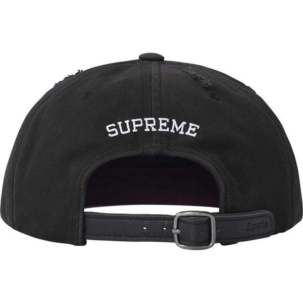 Supreme Distressed Script 6-Panel - Black (front)