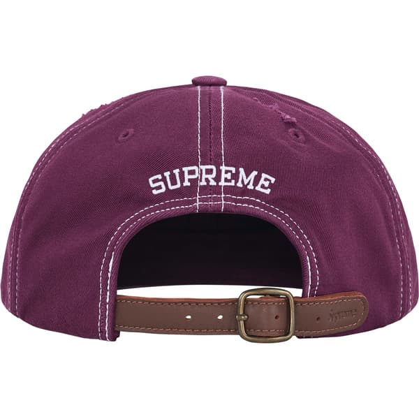 Supreme Distressed Script 6-Panel - Dark Purple (front)