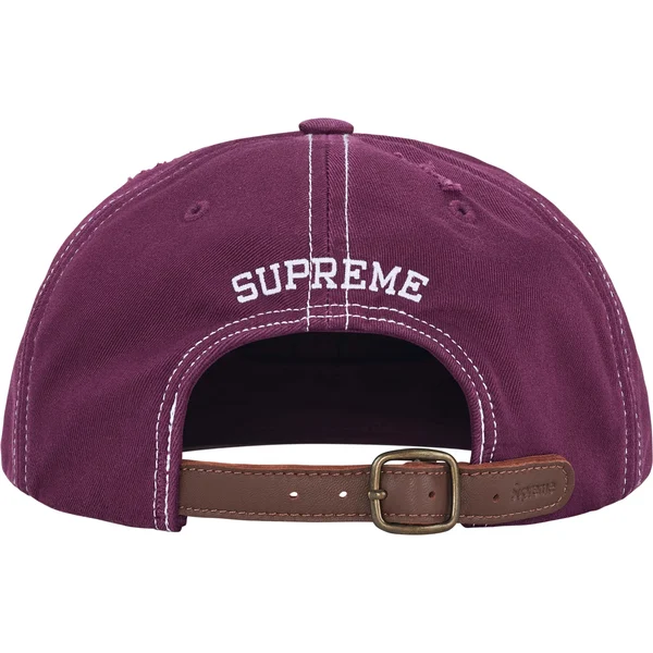 Supreme Distressed Script 6-Panel - Dark Purple (front)
