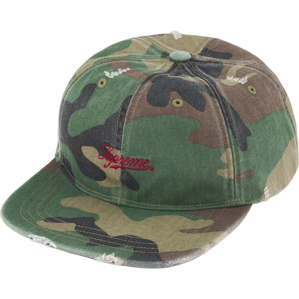 Supreme Distressed Script 6-Panel - Woodland Camo (front)