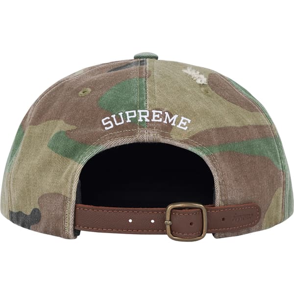 Supreme Distressed Script 6-Panel - Woodland Camo (front)